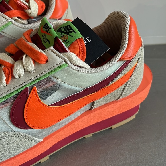 Nike x CLOT x sacai LDWaffle Orange Blaze Sneakers - Picture 9 of 12